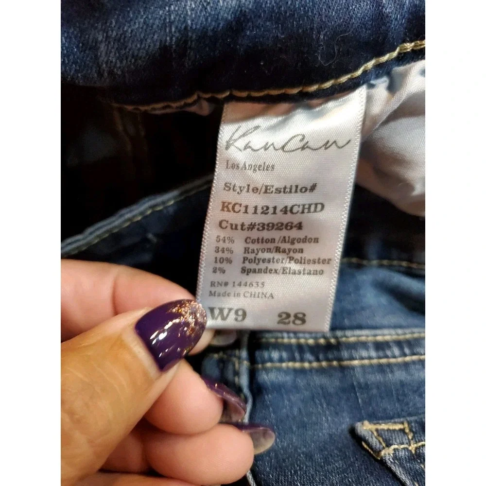 KanCan Mid Rise Skinny Jeans Dark Acid Wash Stretch Denim KC11214CHD Womens 9/28